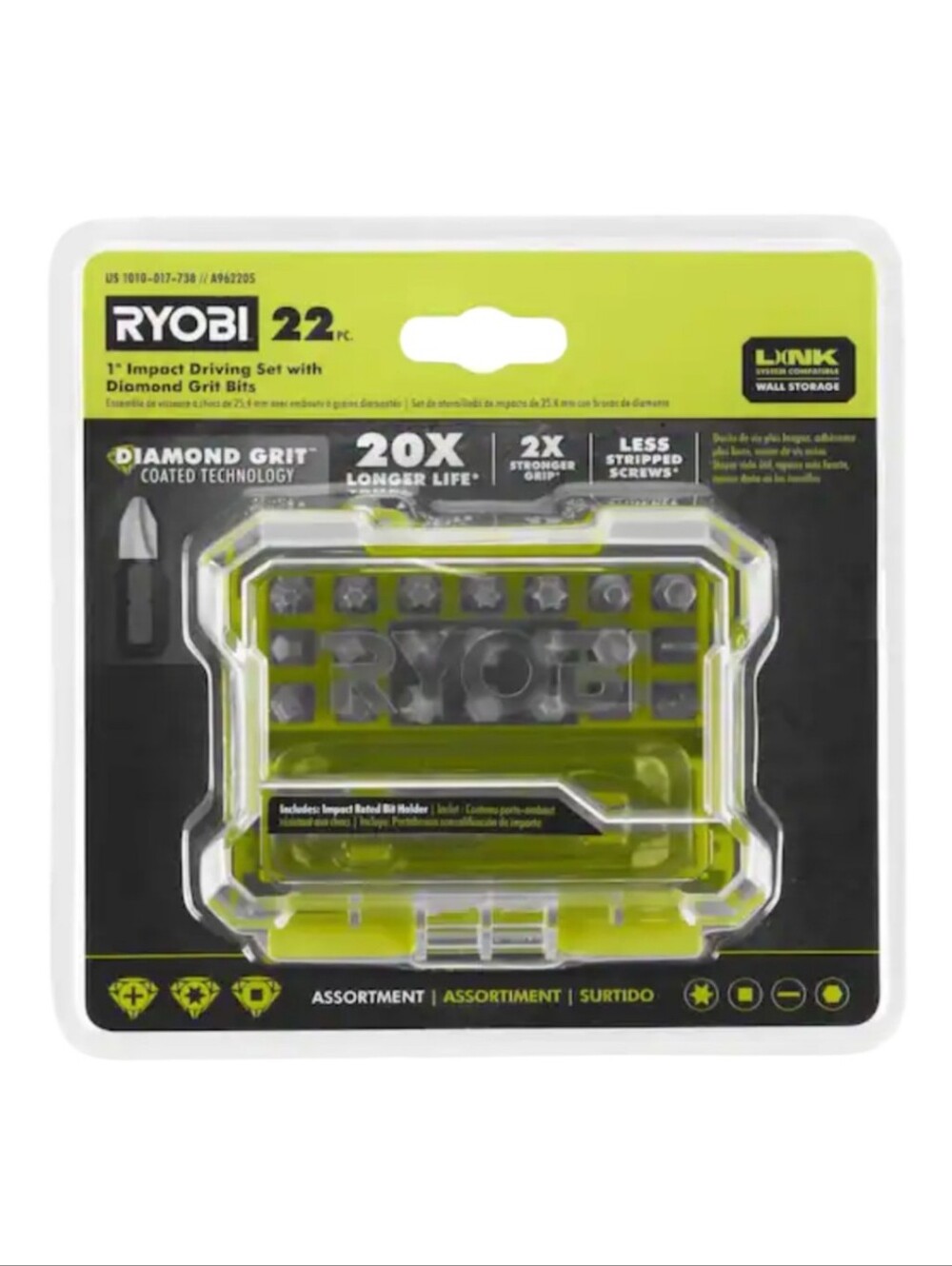 RYOBI 22 Piece 1 in. Diamond Grit Driving Set for use with Drills & Impacts New!